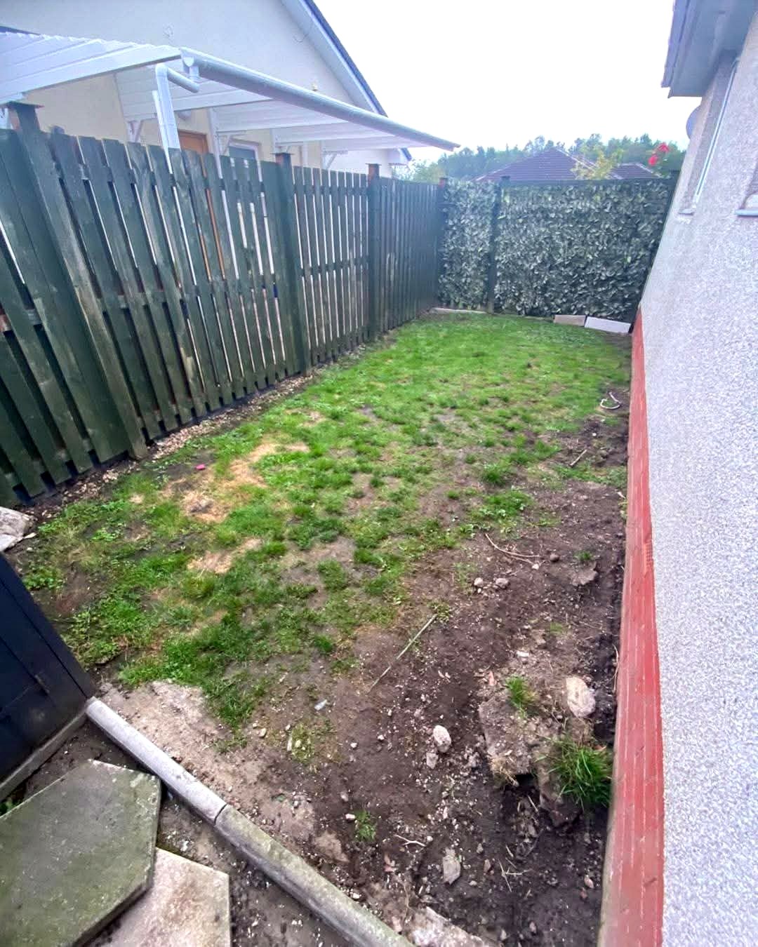 Artificial grass installation — before